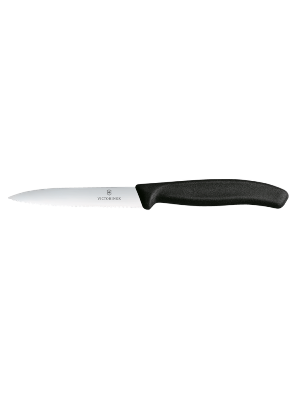 Nůž na zeleninu 10 cm vroubkovaný - černý | Victorinox 6.7733