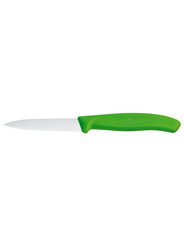 Nůž na zeleninu 8 cm vroubkovaný - zelený | Victorinox 6.7636.L114