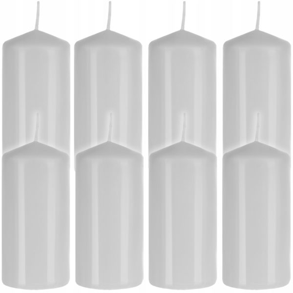 Válcová svíčka bílá - balení 8 ks