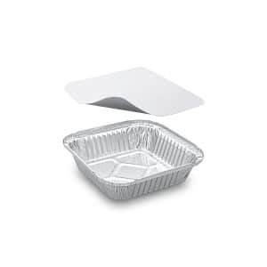 Miska (ALU) hranatá 158 x 158 x 34 mm 560 ml + víčko [5 sad]