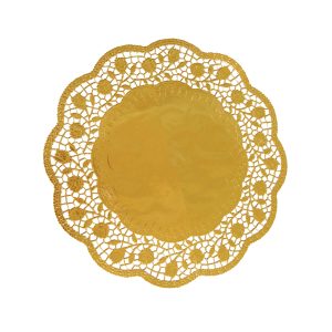 Dekorativní krajka (PAP/ALU) kulatá zlatá Ø30cm [4 ks]