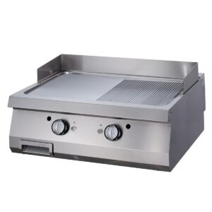 Elektrická grilovacia doska chrómová - 1/2 ryhovaná, 12 kW | Maxima 09398587