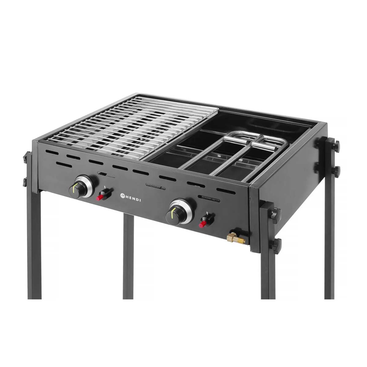 Plynový gril Master Pro Black - 11,6 kW | Hendi 148822 je dokonalým riešením pre prípravu grilovaných pokrmov v reštauráciách, bufetoch, jedálňach a pod.