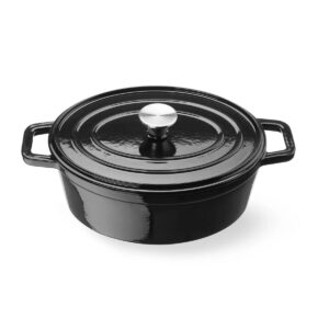 Liatinový smaltovaný kastról - 4,4 L - čierny | Hendi 626887 je určený na prípravu pokrmov, ktoré vyžadujú stabilné, rovnomerné a dlhodobé varenie.