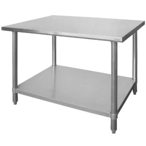 Centrálny pracovný stôl s poličkou - 1400x600 mm - Budget Line | Hendi 812464 je praktické a stabilné riešenie pre gastro prevádzky.