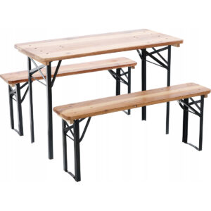 Záhradný rozkladací set Garden Line - 117 cm - stôl + 2 lavice je praktické riešenie pre posedenie na záhrade, terase či na menších vonkajších podujatiach.️