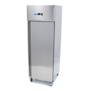 Chladiaca skriňa – 400 L – 3 police | Maxima 09400136 je nerezová gastro skriňa s ventilovaným chladením a digitálnou reguláciou -18 až -22 °C.