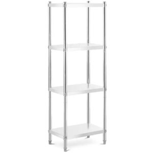 Nerezový regál – 40 × 60 × 180 cm – 200 kg | RCER-7060 se 4 policemi (50 kg každá) je ideální do gastro provozů i domácnosti.