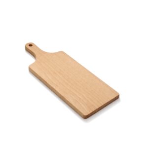 Dřevěné prkénko na krájení 27x12x1,5 cm s praktickou rukojetí je vyrobeno z bukového dřeva a vhodné na krájení i servírování.