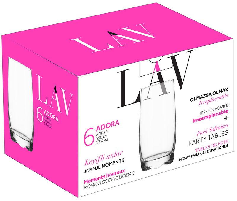 Skleněná sklenice na vodu Adora - 390 ml | LAV