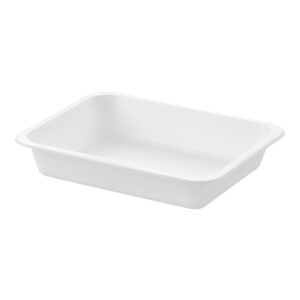 Zatavovací menu miska 227 × 178 × 40 mm v bílém provedení pro balení hotových jídel. Vhodná do mikrovlnky, odolná od -20 °C do 100 °C.