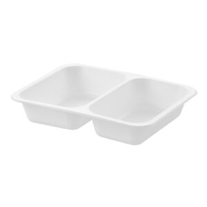 Zatavovací dvoudílná menu miska 227 × 178 × 40 mm v bílém provedení na omáčky, přílohy a jídla s sebou. Balení obsahuje 50 ks.