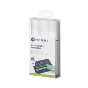 Popisovače na tabuli Hendi 664223 v sadě 3 ks jsou vhodné na menu tabule, cenovky a informační tabule. Bílá barva se širokým hrotem 15 mm.