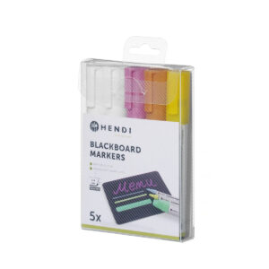 Barevné popisovače Hendi 664292, sada 5 ks s hrotem 2–6 mm. Na menu tabule, cenovky a sezónní nabídky v gastro provozech.