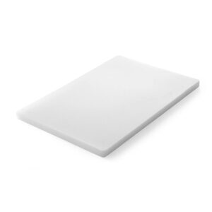 Bílá krájecí deska Hendi 600 × 400 mm z odolného HDPE s protiskluzovými nožičkami. Profesionální řešení pro každodenní přípravu surovin.