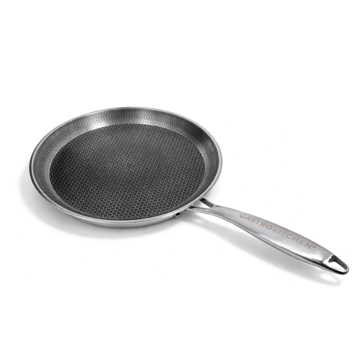 Nerezová pánev Ø 28 cm z nerezové oceli 304. Odolná pánev pro každodenní vaření s ergonomickou rukojetí. Nevhodná do myčky nádobí.