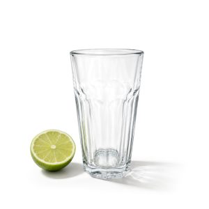 Skleněná sklenice na vodu Alva 300 ml s vroubkovaným designem a stabilním dnem. Vhodná na vodu, limonády, džusy a další studené nápoje.