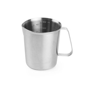 Nerezová kuchyňská odměrka Hendi 0,5 l s vnitřní stupnicí a praktickou rukojetí.