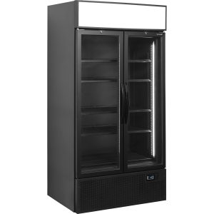 Chladicí skříň prosklené kř. dveře FSC1000H BLACK | TEFCOLD