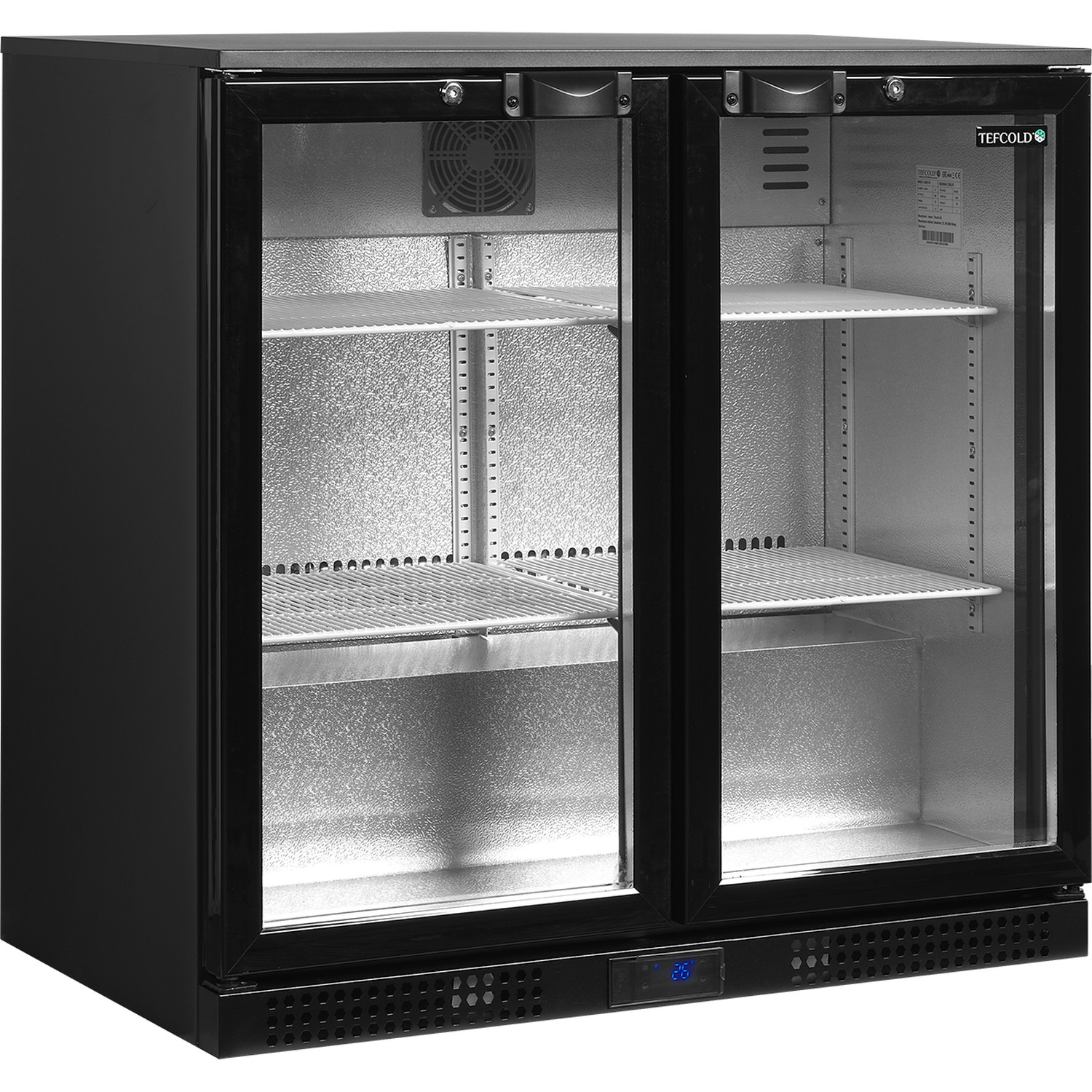 Minibar prosklené křídlové dveře, černá DB201H | TEFCOLD