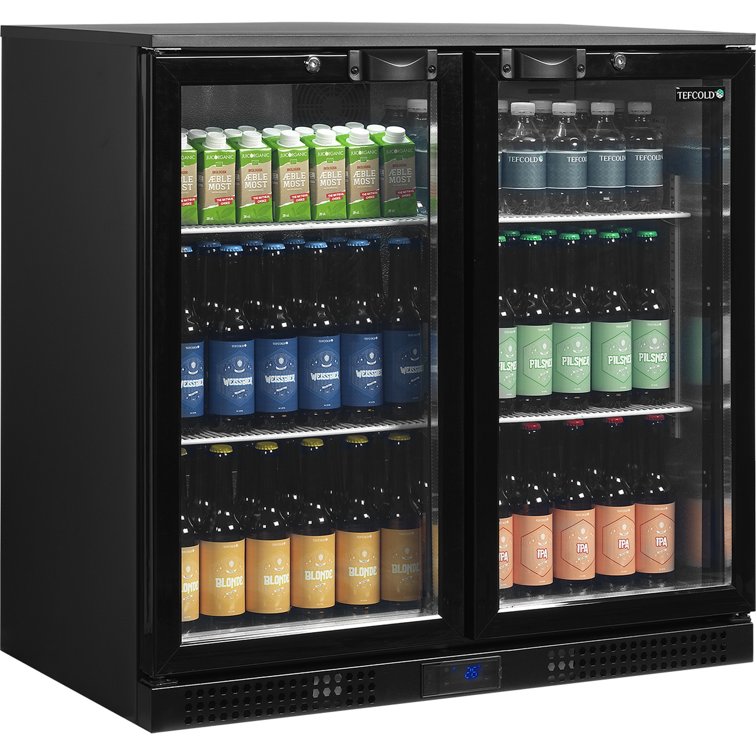 Minibar prosklené křídlové dveře, černá DB201H | TEFCOLD