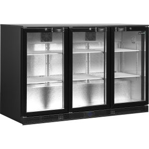 Minibar prosklené křídlové dveře, černá DB301H-3 | TEFCOLD