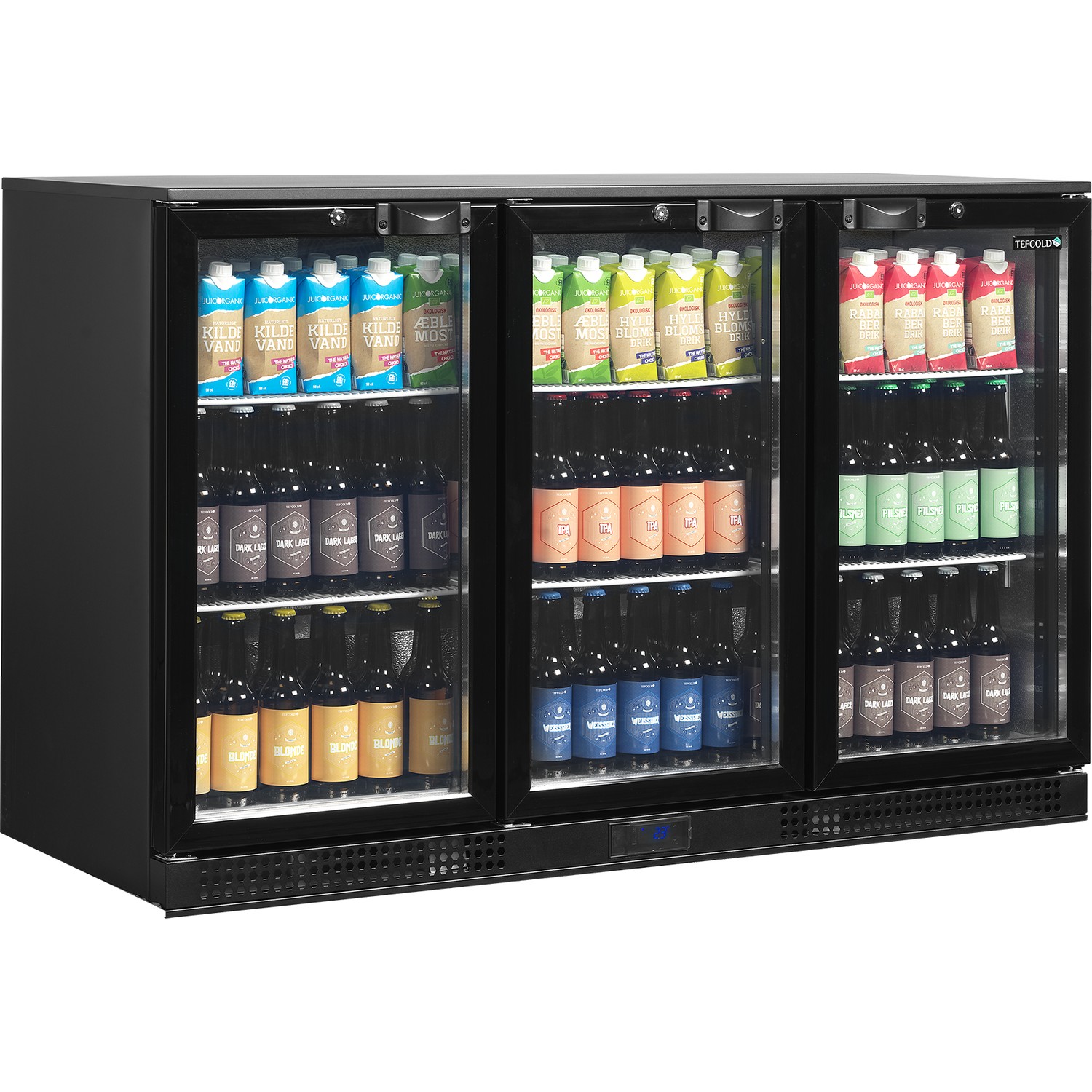 Minibar prosklené křídlové dveře, černá DB301H-3 | TEFCOLD