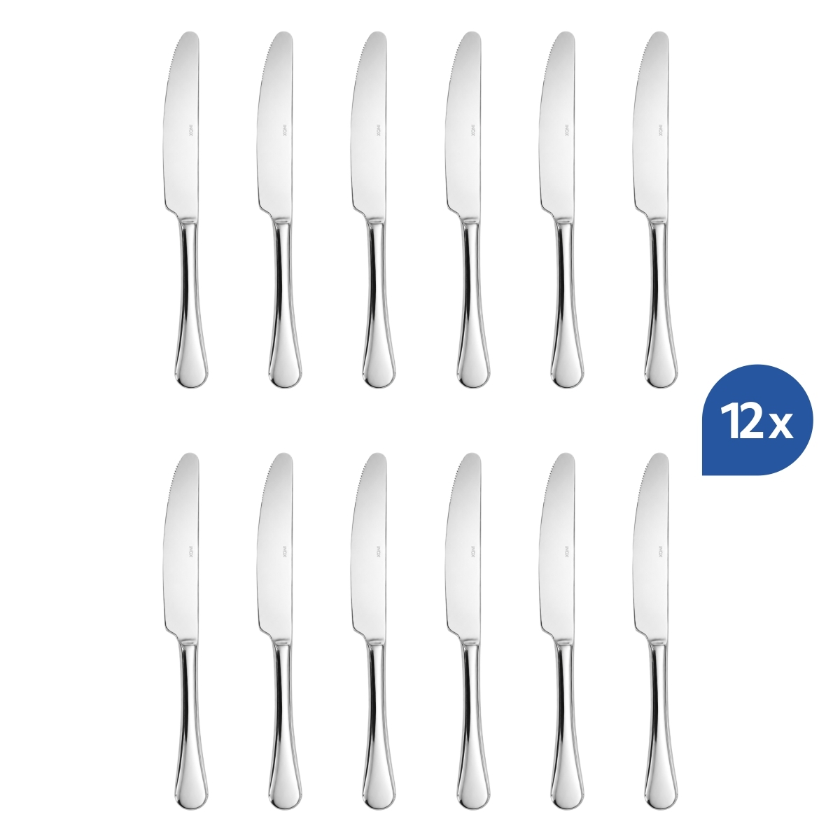 Stolní nůž Sara, 23 cm, z leštěné nerezové oceli 18/10, sada 12 kusů.