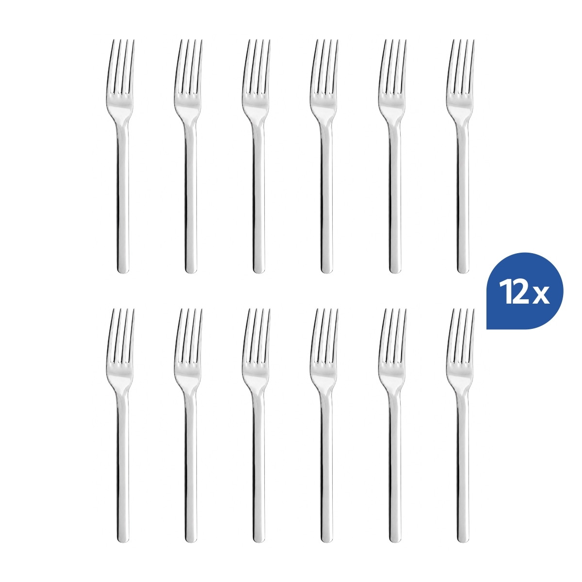 Elegantní stolní vidlička Chiara 21 cm s lesklým povrchem z nerezové oceli 18/10. Sada 12 kusů.