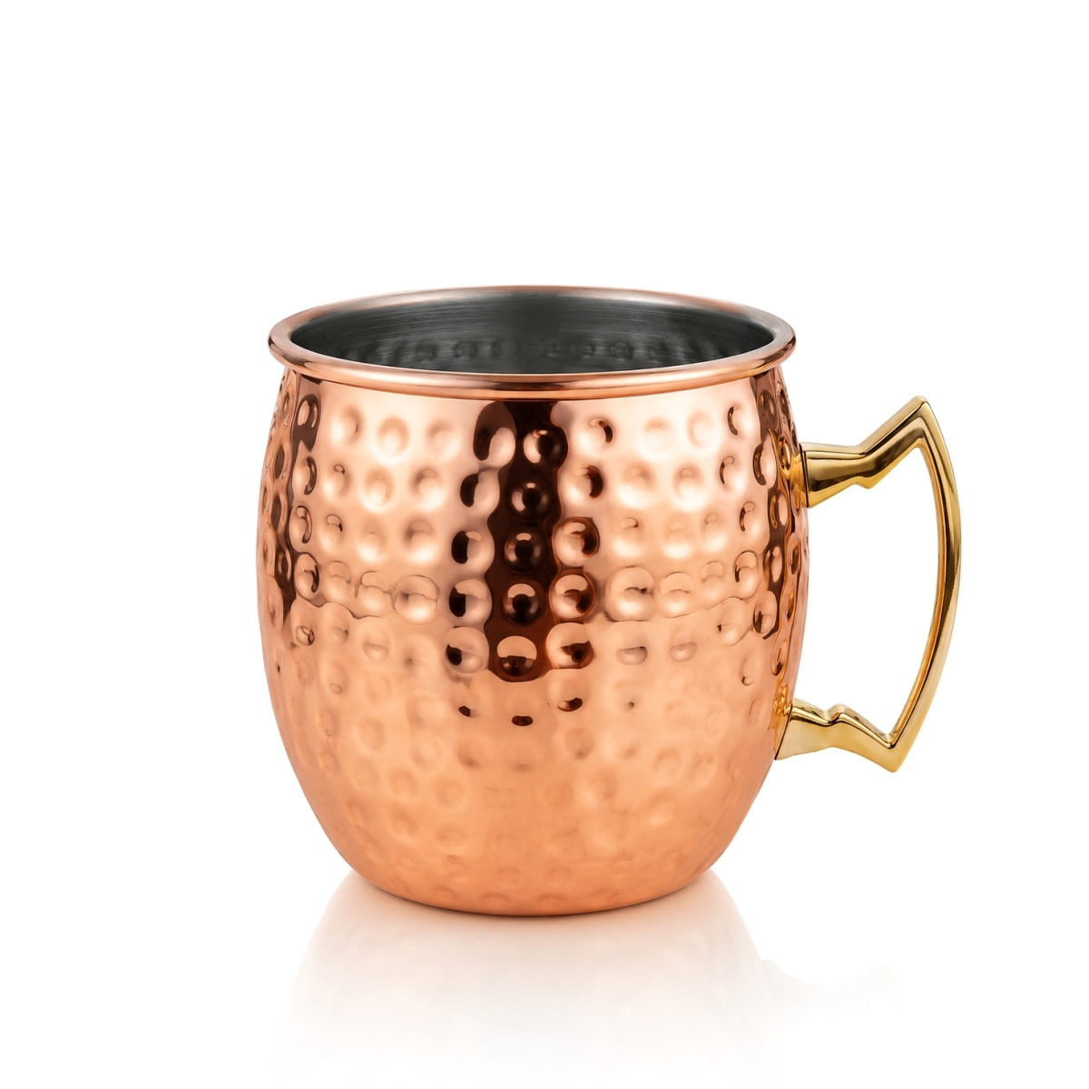 Měděný nerezový hrnek Moscow Mule s tepaným vzorem a objemem 530 ml.