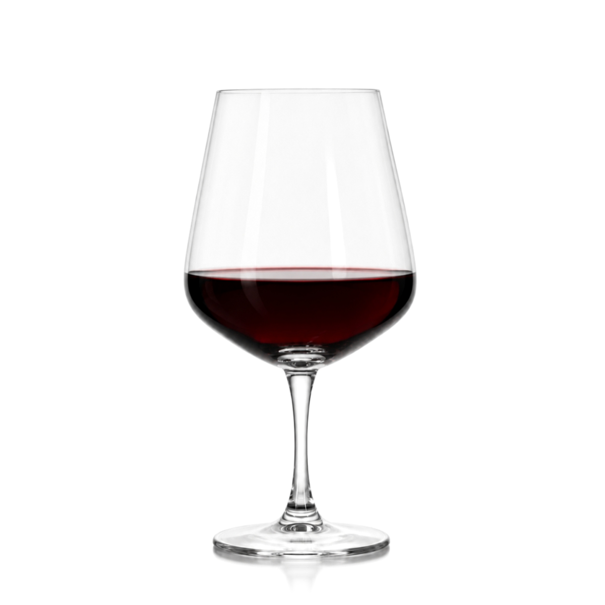 Průhledná sklenice na červené víno o objemu 715 ml s elegantní stopkou.