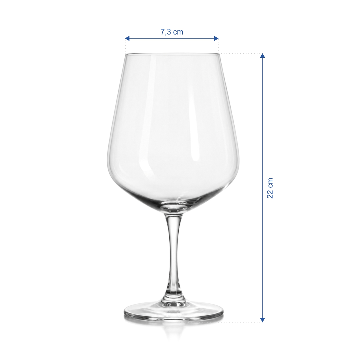 Průhledná sklenice na červené víno o objemu 715 ml s elegantní stopkou.