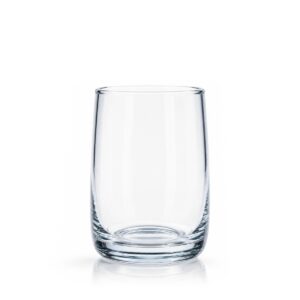 Čirý skleněný pohár 300 ml s robustním dnem, průměr 6,9 cm, ideální pro nápoje.