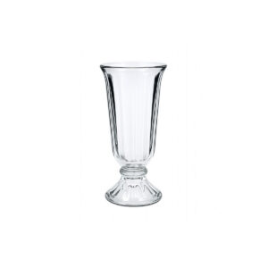 Průhledný skleněný pohár Palma s žebrovaným tělem a stopkou, ideální na koktejly 360 ml.