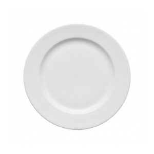 Kulatý bílý porcelánový dezertní talíř pro hotely, průměr 20,2 cm, nízká nasákavost.