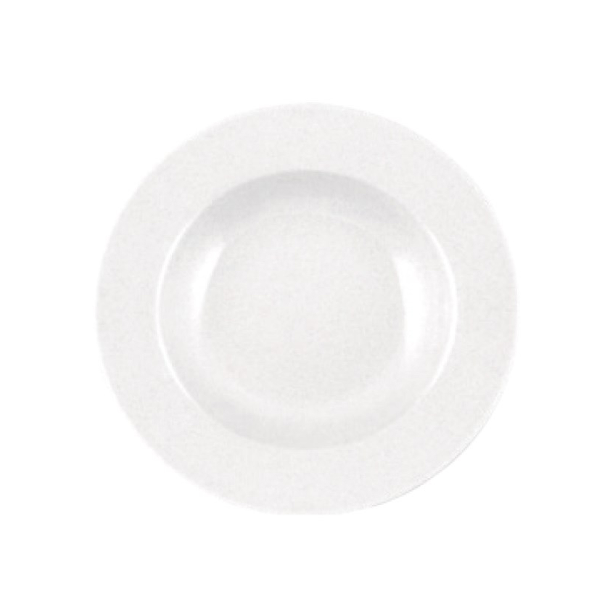Bílý hluboký hotelový talíř z tlustostěnného porcelánu, průměr 23 cm.