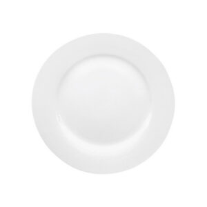 Bílý kulatý mělký talíř Bistro z porcelánu, průměr 26 cm, vhodný do myčky.