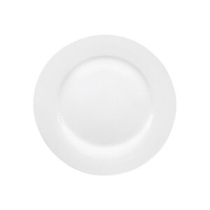 Bílý kulatý mělký porcelánový talíř Bistro, průměr 30,7 cm.