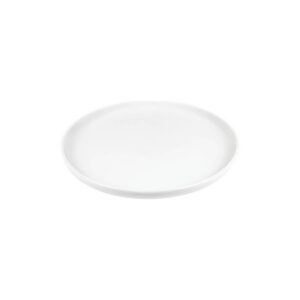 Bílý mělký porcelánový talíř Future o průměru 27 cm s vyšším okrajem.