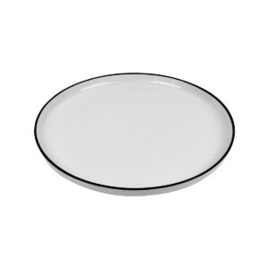 Kulatý mělký porcelánový talíř Future Black rim s černým okrajem, průměr 27 cm.