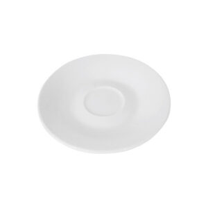 Bílý kulatý podšálek Hotel z tlustostěnného porcelánu, průměr 12,6 cm, nízká nasákavost.