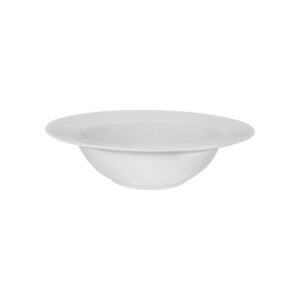 Bílý porcelánový talíř na těstoviny Ø 23,5 cm, s hlubším středem a širokým okrajem.