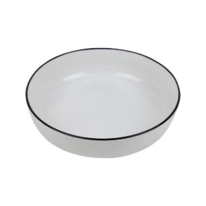 Hluboký porcelánový talíř Future Black rim, 20 cm, bílý s černým okrajem, na těstoviny.