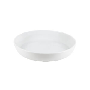 Bílý porcelánový polohluboký talíř Future, 24 cm, s prohloubeným dnem a vyšším okrajem.